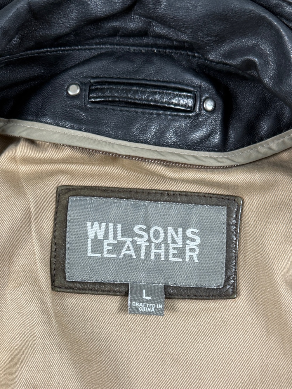 Vintage Wilsons Brown Leather Full Zip Bomber Jacket Men's Large Contrast Collar - Picture 5 of 16